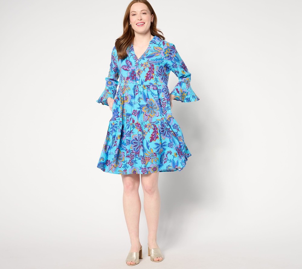 Susan Graver Women's Plus Sz Dress 2X Passport Regular Multi-colored A647468