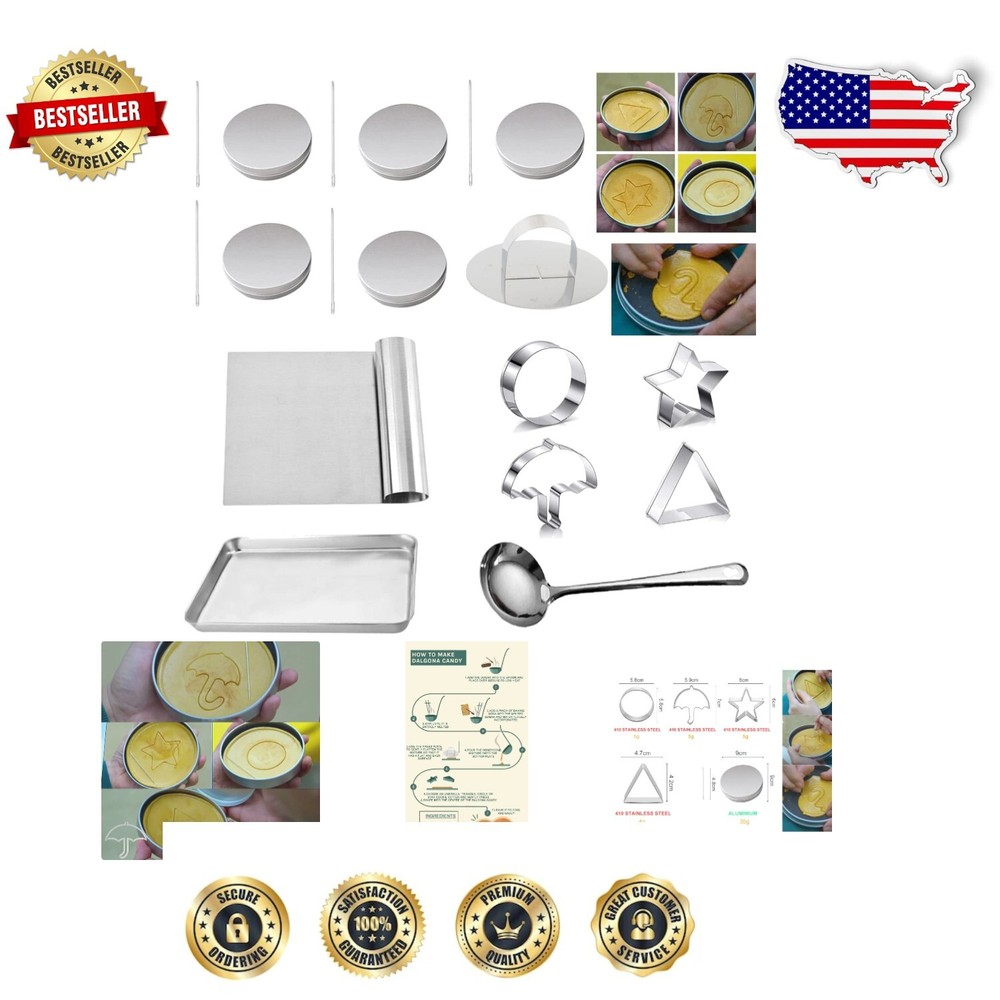 DALGONA 18-Piece Kit: Korean Sugar Candy Game Set with Stainless Steel Tools