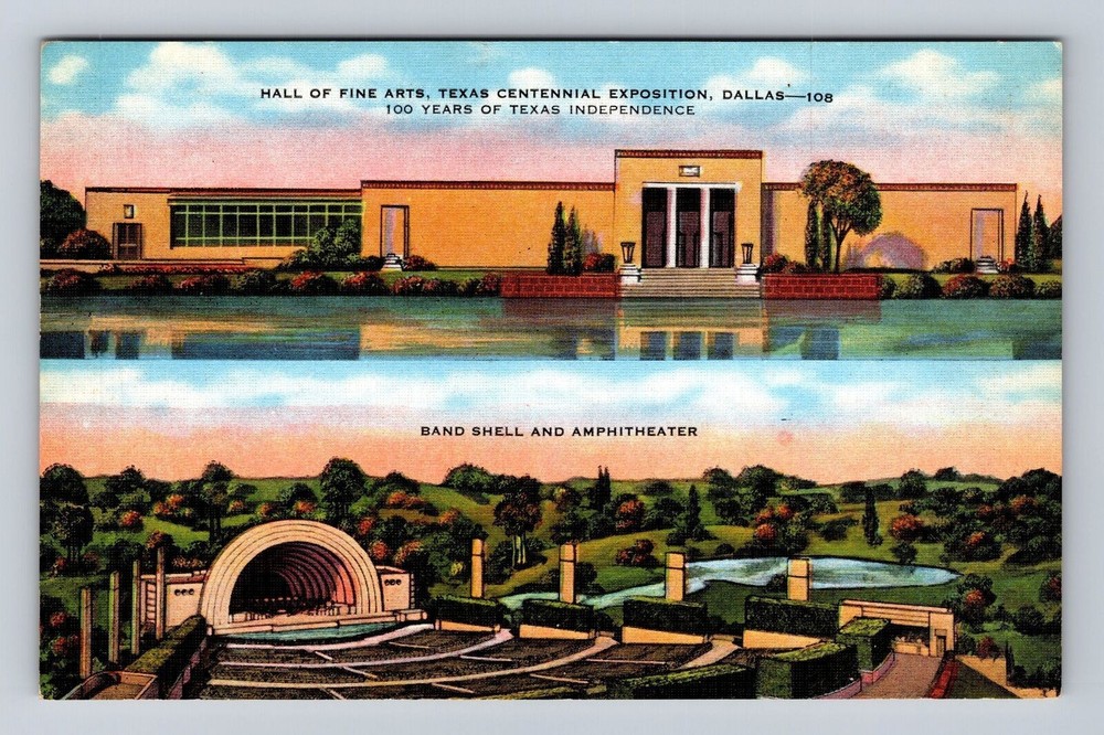 Dallas TX-Texas, Hall Of Fine Arts Texas Centennial Exposition Vintage Postcard