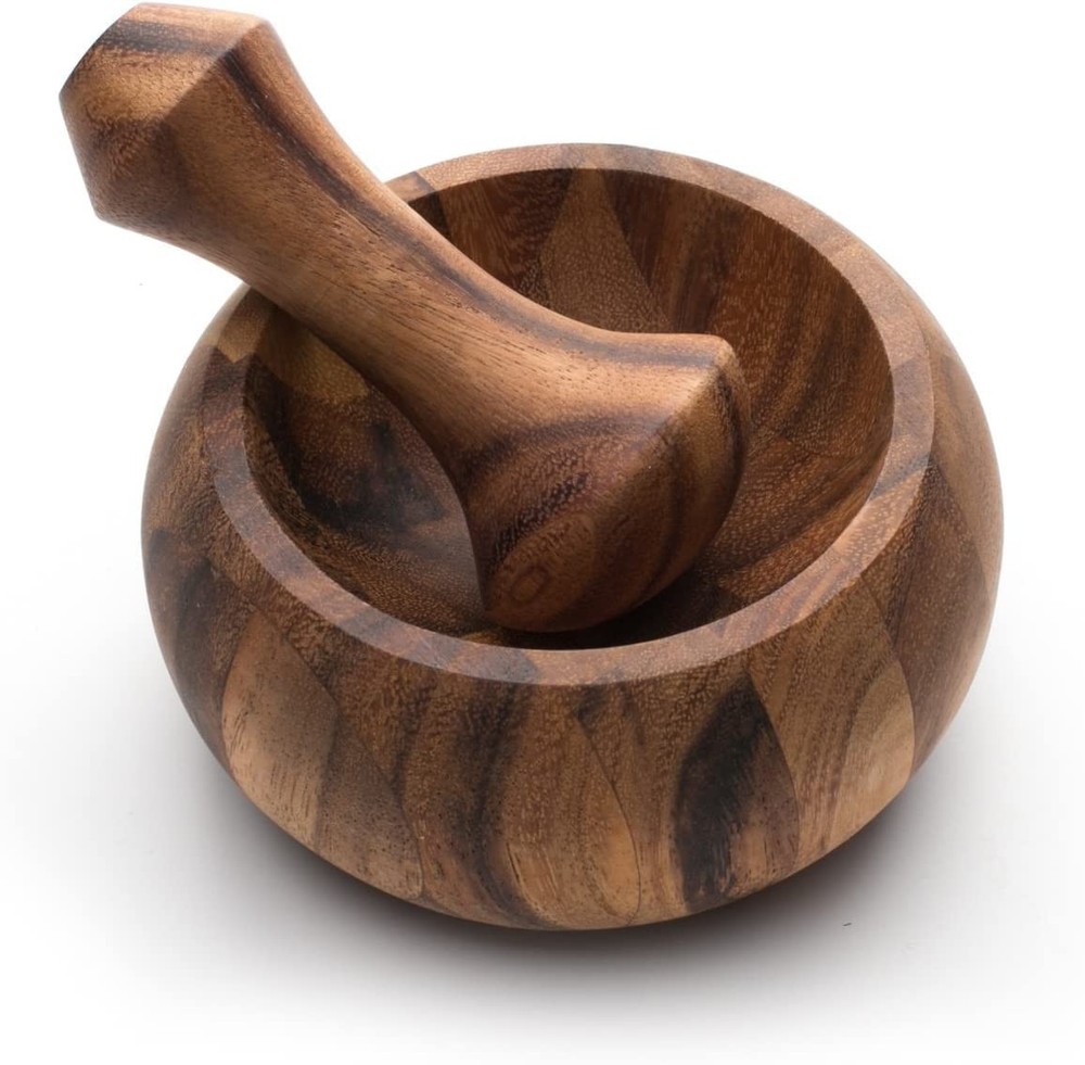 Acacia Wood Mortar Pestle for Grinding Herbs Spices and Seasonings  -image