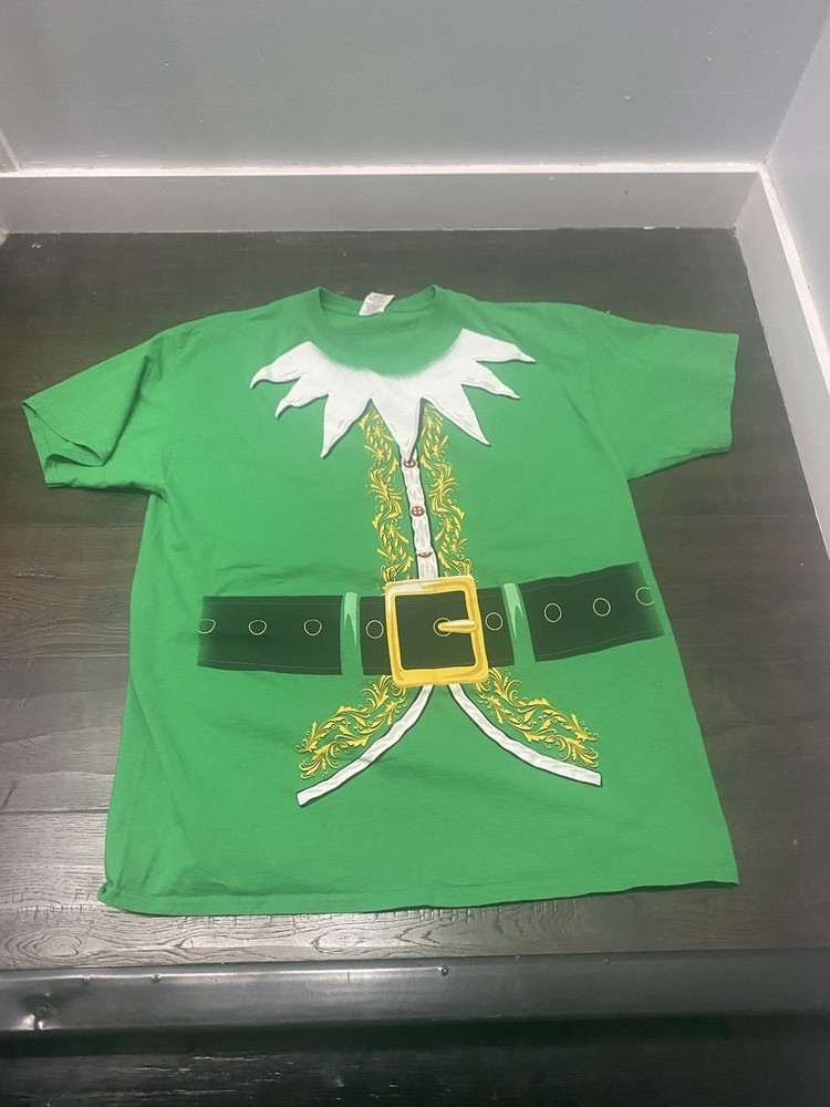 DEC 25th Elf Costume T Shirt Mens XL Green Christmas Holiday Top