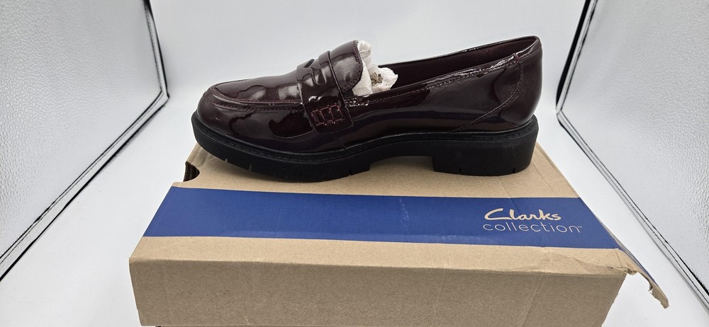 Clarks Westlynn Ayla Shoes Womens Size 7 Burgundy Patent Loafer Comfort Slip On