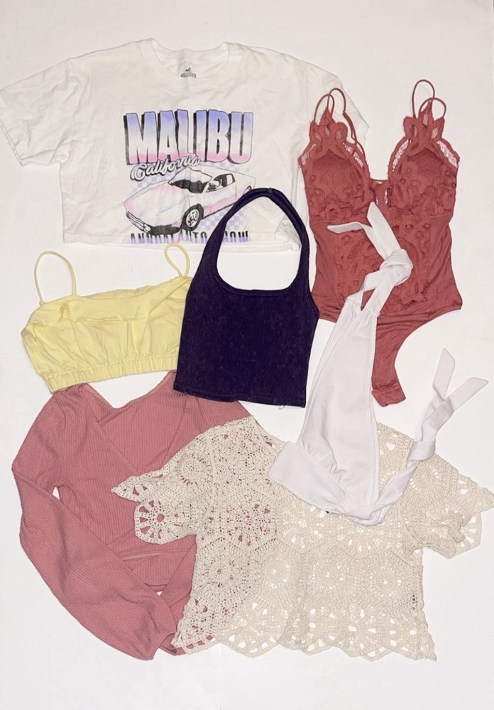 Junior’s Extra Small Bundle Various Brands Lot Of 7 Crop Tops Spring Summer