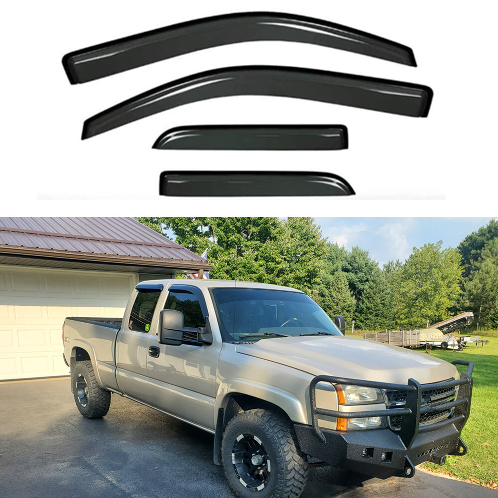 4Pcs Window Visor Wind Vent Deflector for 1999-2006 Extended Cab(Half Rear Door)