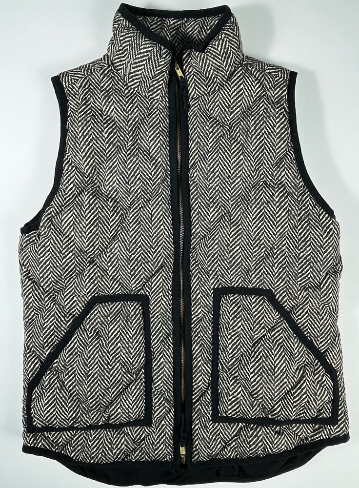 J. Crew Excursion Women’s XS Down Vest Quilted Puffer Pockets Beige Black
