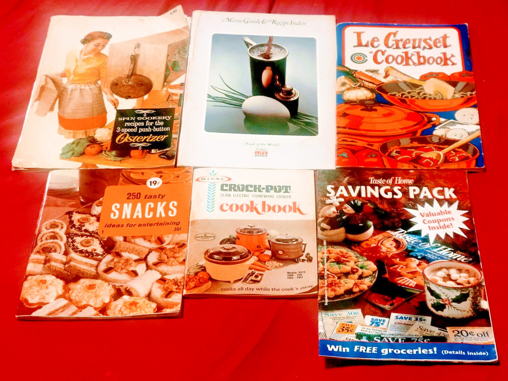 6 Vintage Appliance Cookbooks Lot 1960s 1970s Osterizer Crock Pot Le Creuset