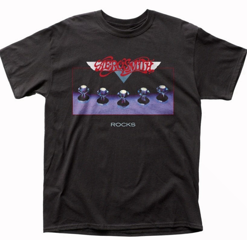 Aerosmith Rocks Mens T Shirt Rock and Roll Classic Sort Sleeve Tee New Black