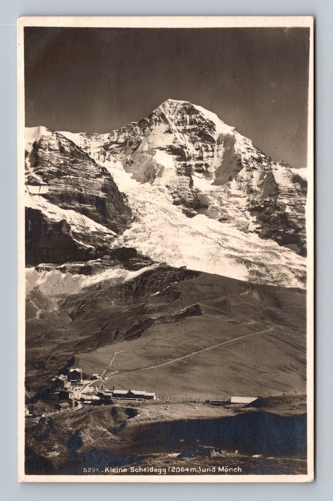 Switzerland- Kleine Scheidegg Mountain Pass Monch Mountain Old Vintage Postcard