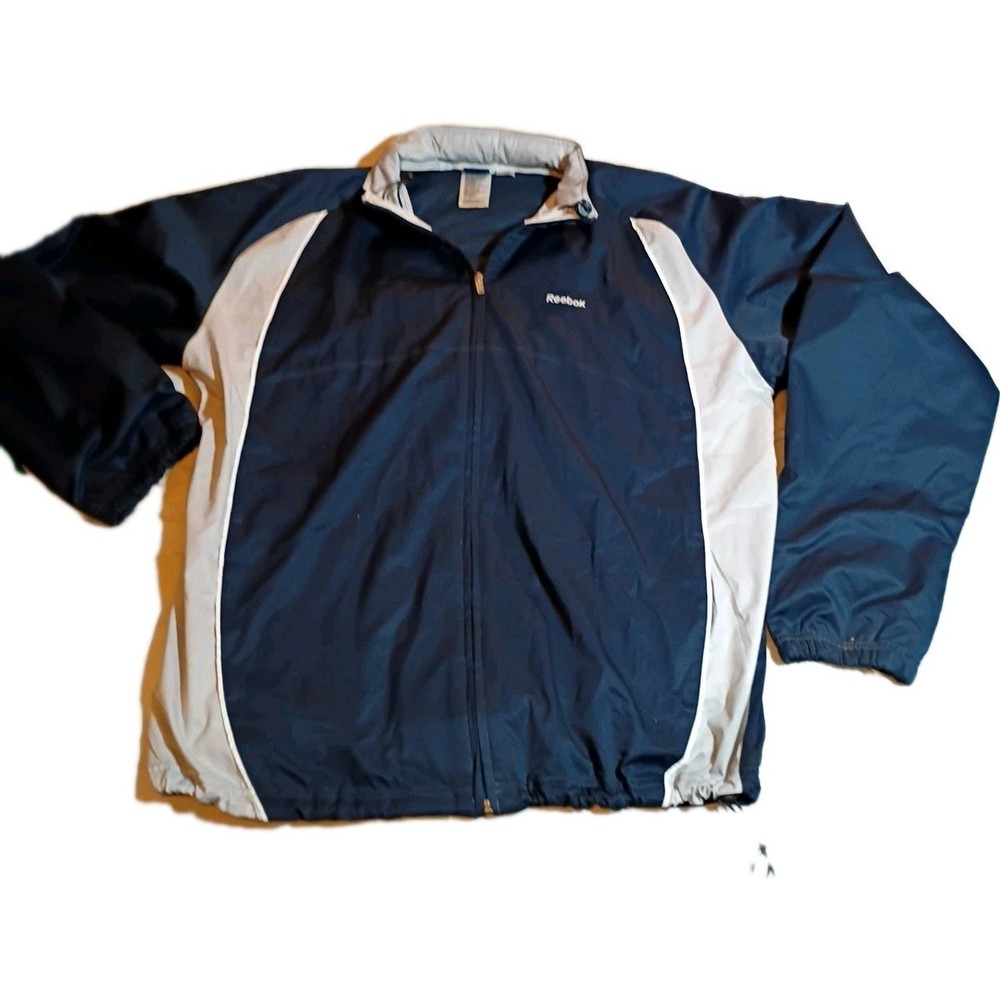 Vintage 90s Reebok Windbreaker Jacket XL Navy Blue White NWOT Streetwear Y2K