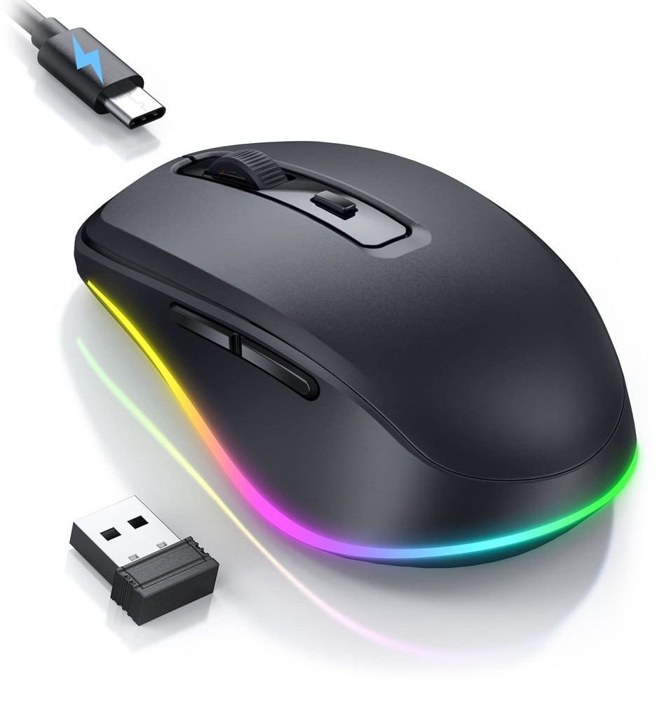 Wireless Mouse with Built-In Jiggler and LED Lights for Smooth Movement