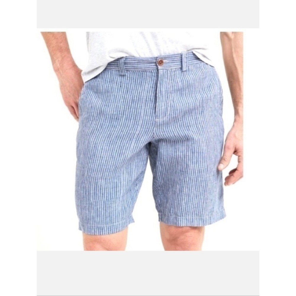 Tommy Bahama Men's Blue Striped Linen-Blend Shorts
