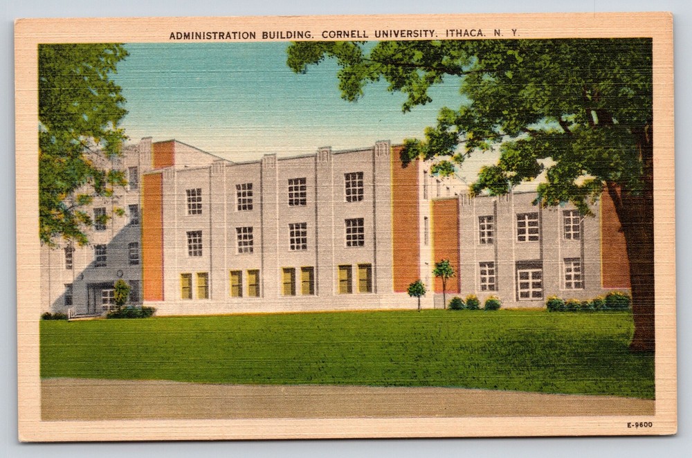 Ithaca New York~Cornell University~Admin Bldg Exterior View~Art Deco~Linen PC