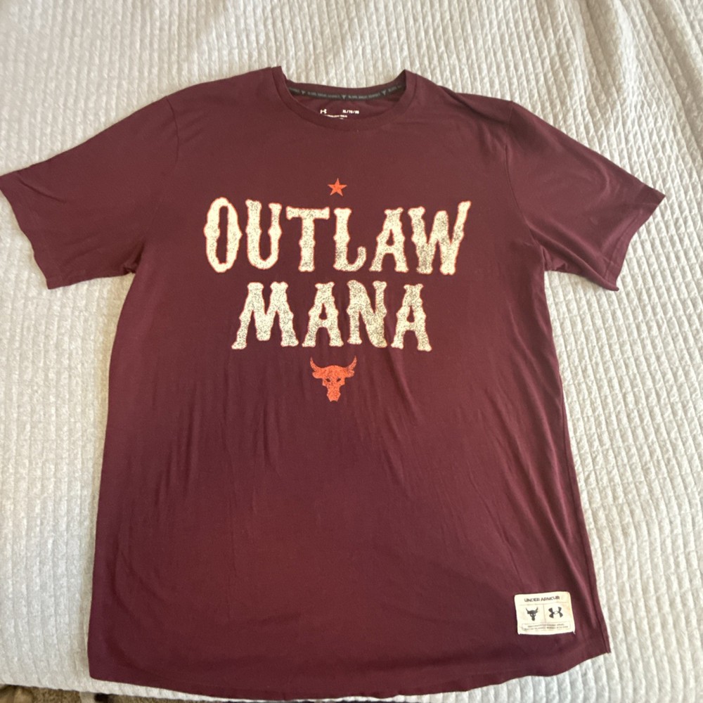 Under Armour T Shirt Mens Extra Large Maroon Loose Project Rock Outlaw Mana