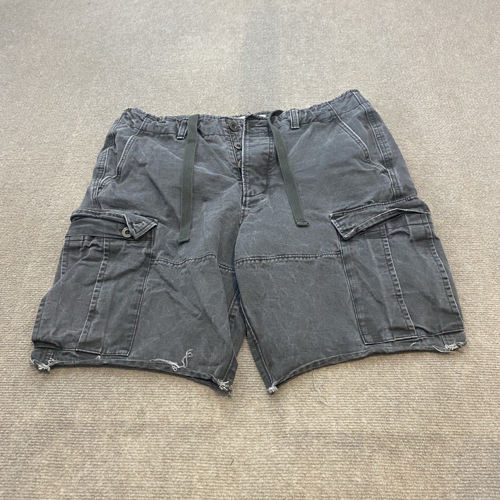 Abercrombie & Fitch Men's Cargo Shorts Size 34 Y2K Distressed Heavy Black Gray