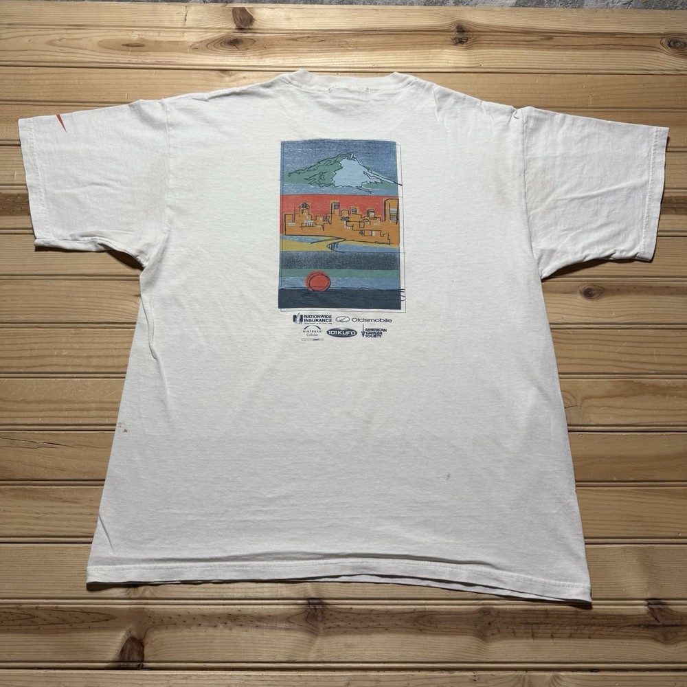 Vintage 90s 1997 Nike Mt Hood To Seaside Coast Relay Race Art Shirt Size Medium