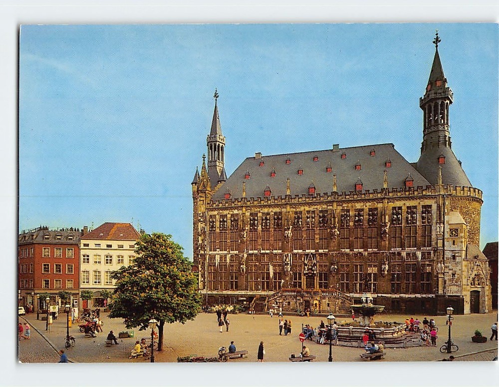 Postcard Rathaus Bad Aachen Germany