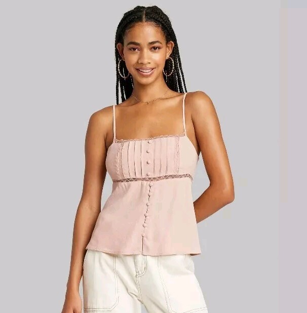 Wild Fable Lace Trim Cami Top Size L