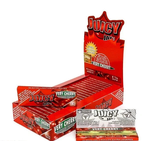 Juicy Jay’s Flavored Rolling Papers – Very Cherry– 1 1/4 -24pks per display