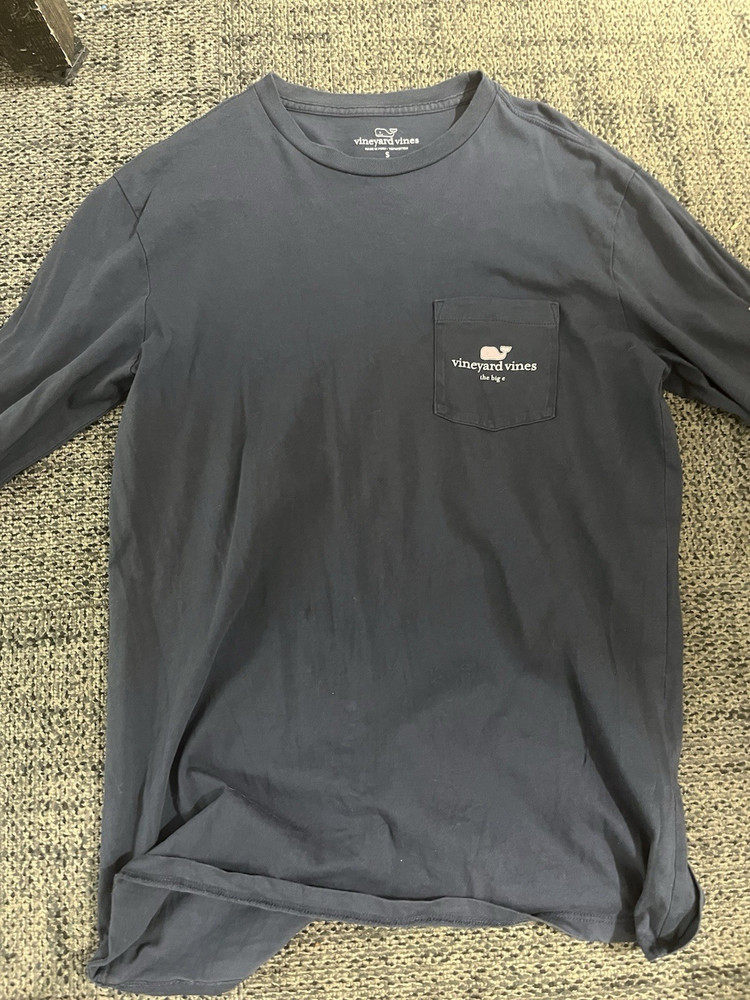 Vineyard Vines Navy Graphic Pocket Tee Whale Logo Crew Neck Cotton Shirt S