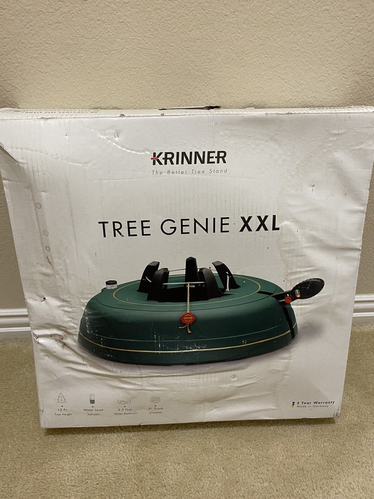 2022 Krinner Tree Genie XXL Deluxe Tree Stand - Up to 12 Feet Live Trees, Green