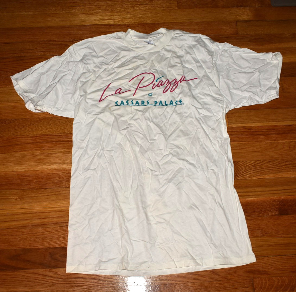 Vintage 90s Caesars Palace T Shirt XL White Las Vegas USA La Piazza