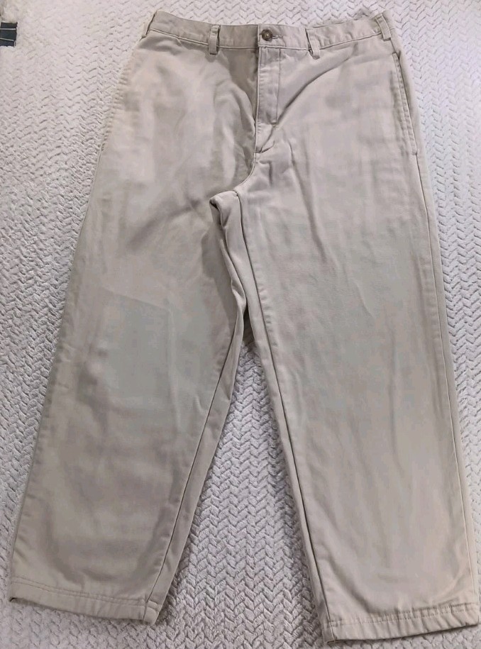 L.L. Bean Double L Natural Fit Flannel Lined Chino Mens Pants 34x27 - 13