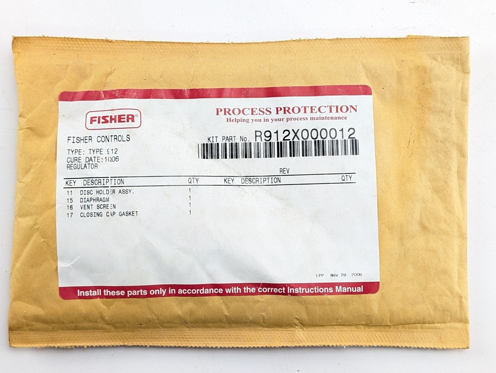 Fisher Controls Repair Kit R912X000012 *NEW*