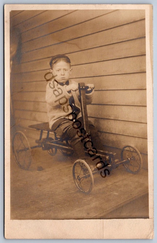K54/ Interesting RPPC Postcard Americana c1910 Child on Pedal Car 361