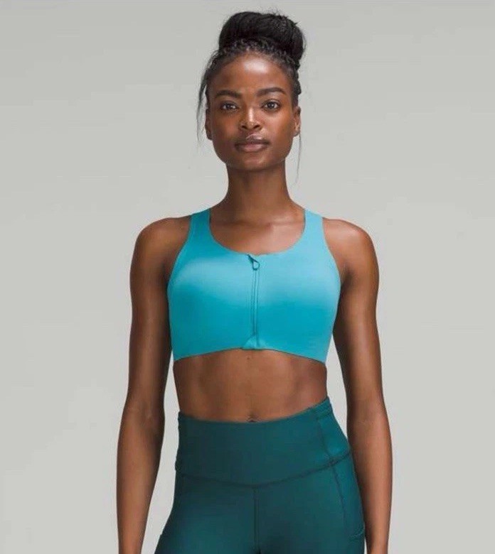 Lululemon Enlite Front-Zip Sport Bra High Support Oceanic Blue 34 DD LW2CZTS