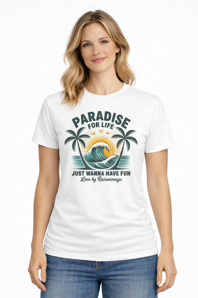 Women's Tropical Palm Tree Wave T-Shirt Hawaiian Beach Summer Graphic Tee