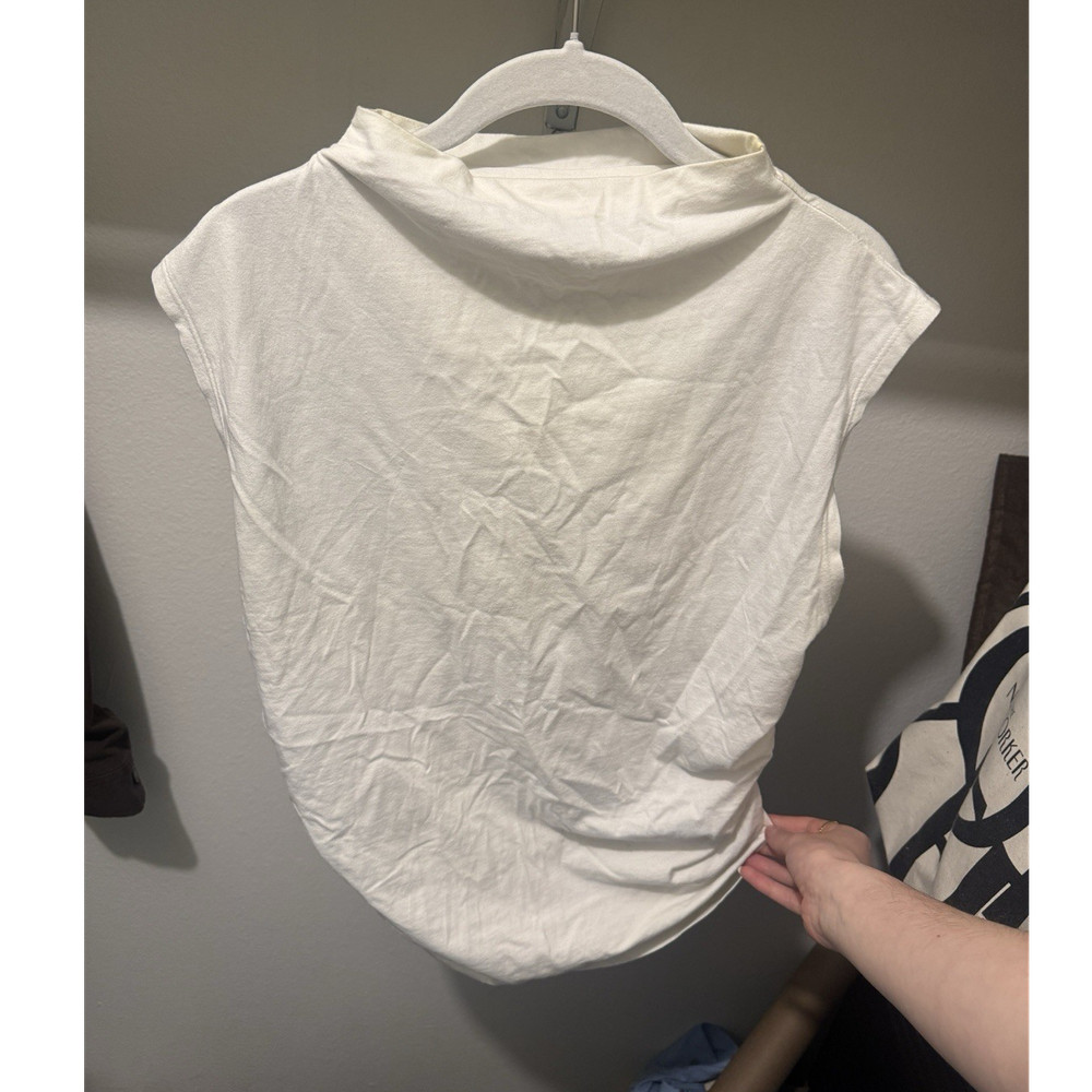 Maeve by Anthropologie Women's Solid White Mock Neck Sleeveless Top Size L