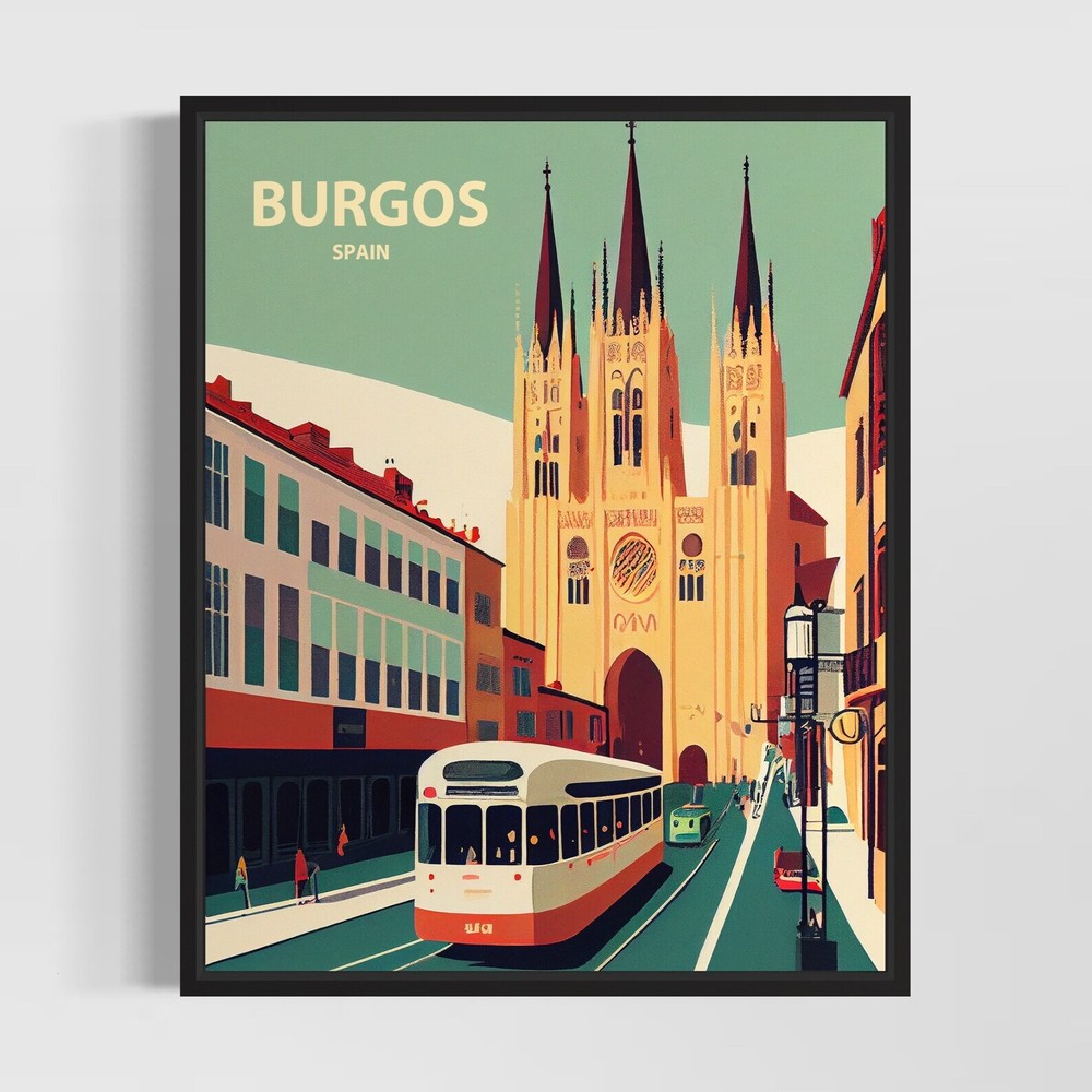 Burgos Spain Retro Art Print Burgos Wall Art Illustration Burgos Vintage