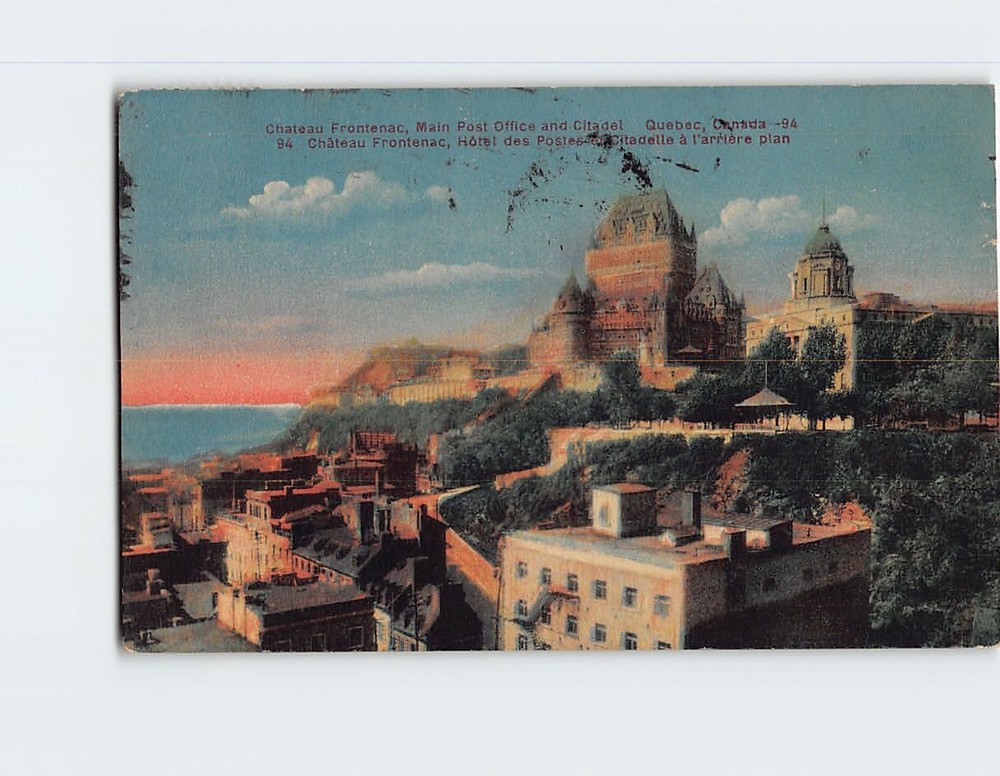 Postcard Chateau Frontenac Main Post Office & Citadel Quebec Canada