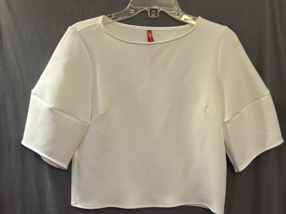 Spanx Airluxe Puff Sleeve Top Women’s S Thick Stretch Cropped Super Soft!!