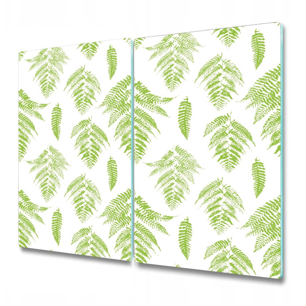 Glass Kitchen Chopping Board Lime Fern Leaves Green ornament Floral 2x30x52