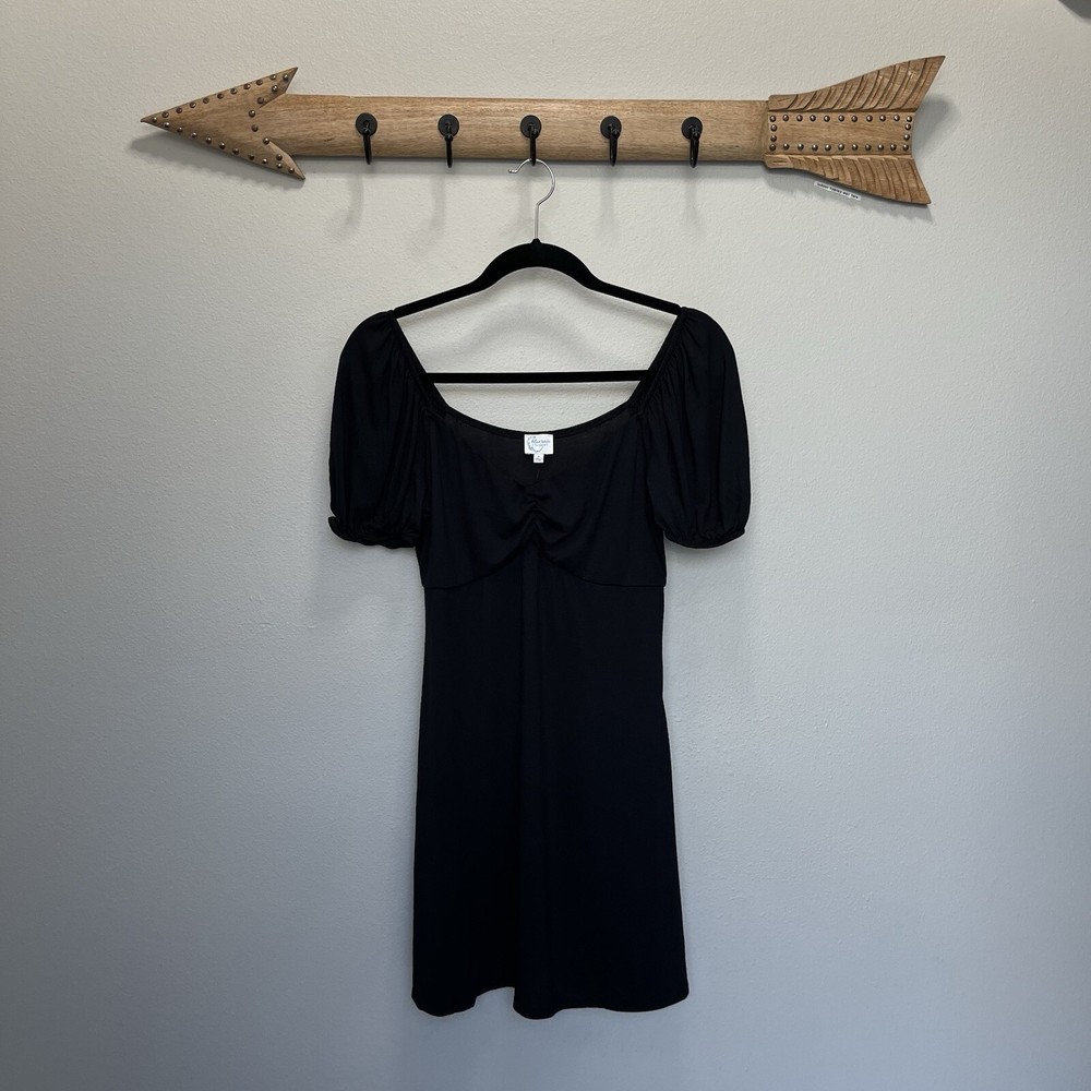 Blue Rein x Francesca’s | Black V-Neck Puff Sleeve Mini Dress Small NWT Soft