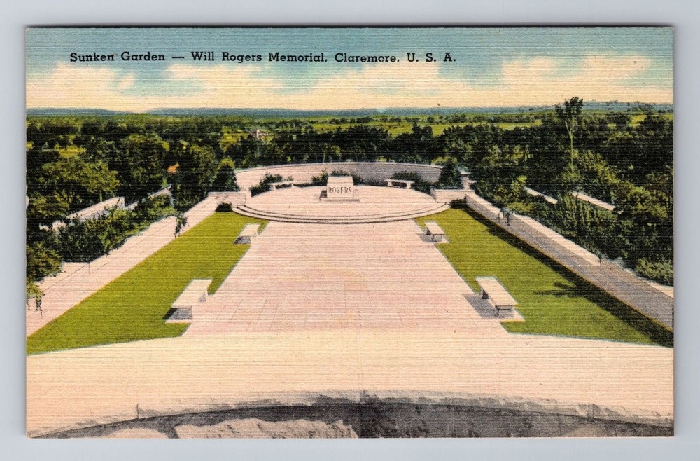 Claremore OK-Oklahoma, Will Rogers Memorial, Vintage Souvenir Postcard
