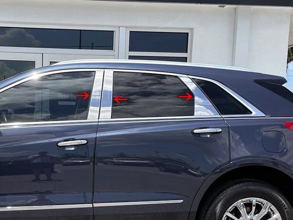 2017-2025 Cadillac XT5 Chrome BC-Pillar Window Covers Stainless Steel