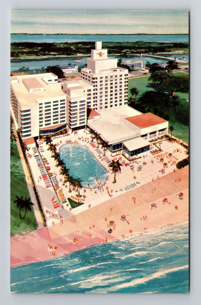 Miami Beach FL-Florida, Cadillac Hotel Cabana Club, Vintage Postcard