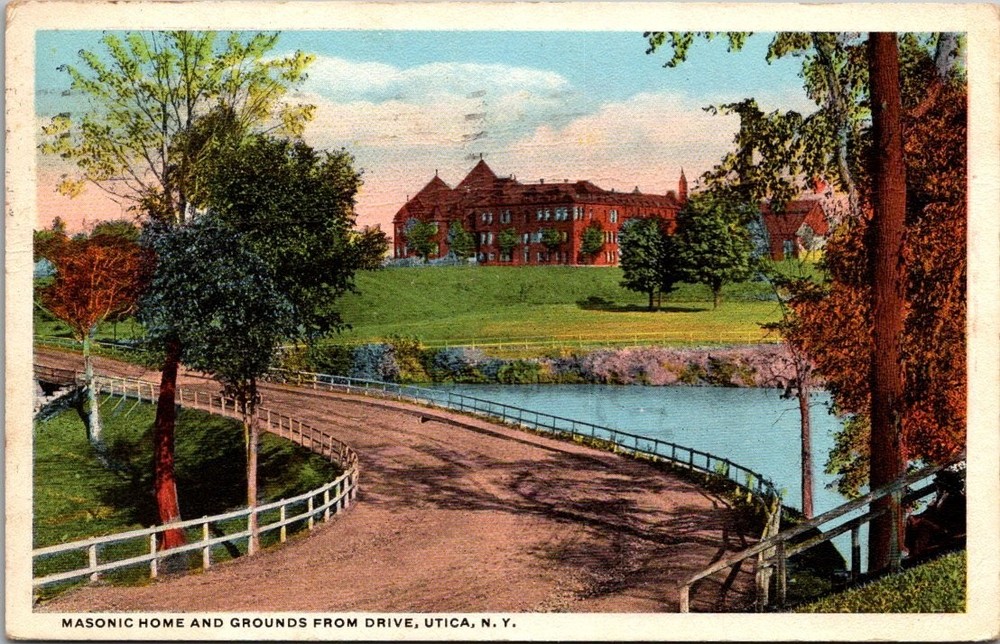 1916 Masonic Home & Grounds Utica NY Postcard - Vintage New York Landmark