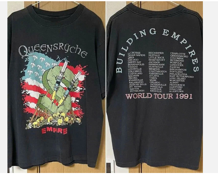 Queensryche World Tour 1991 2 sided Black T shirt Retro style NH1940 TM ON TREND