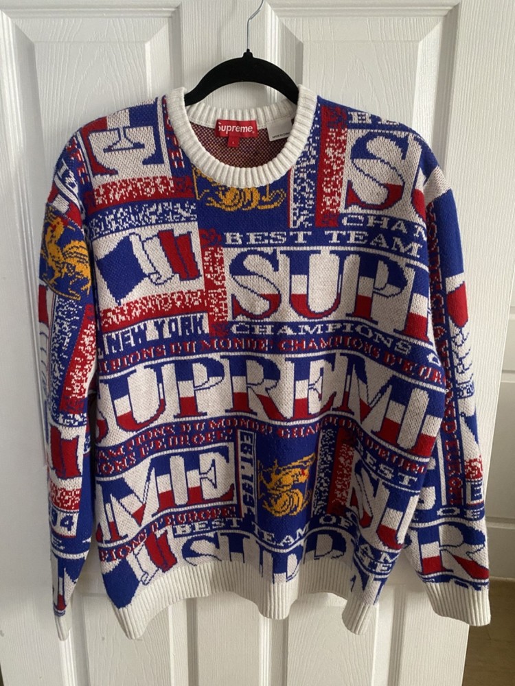 Supreme Big Letters Sweater Multicolor FW18 - 100% Authentic JS# 0570-057-300