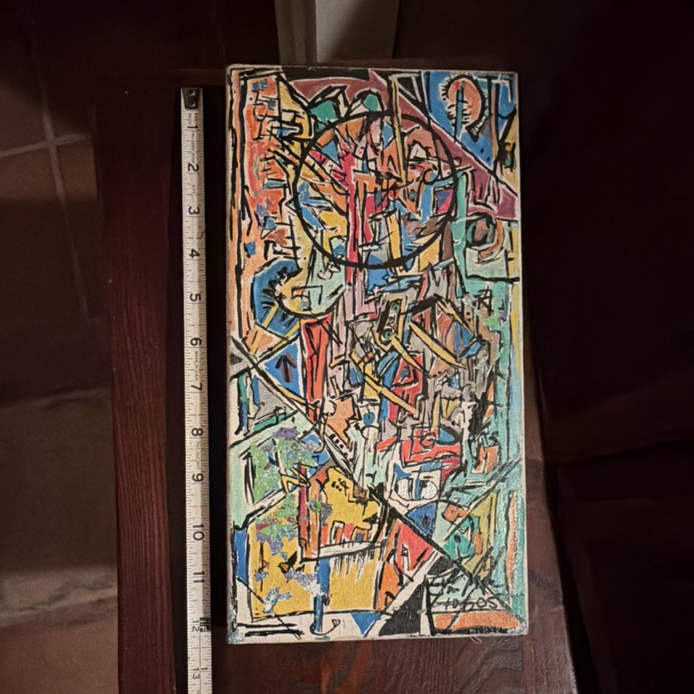 J. Parks Original Abstract Acrylic Painting Signed on Canvas, 12x6 in OOAK