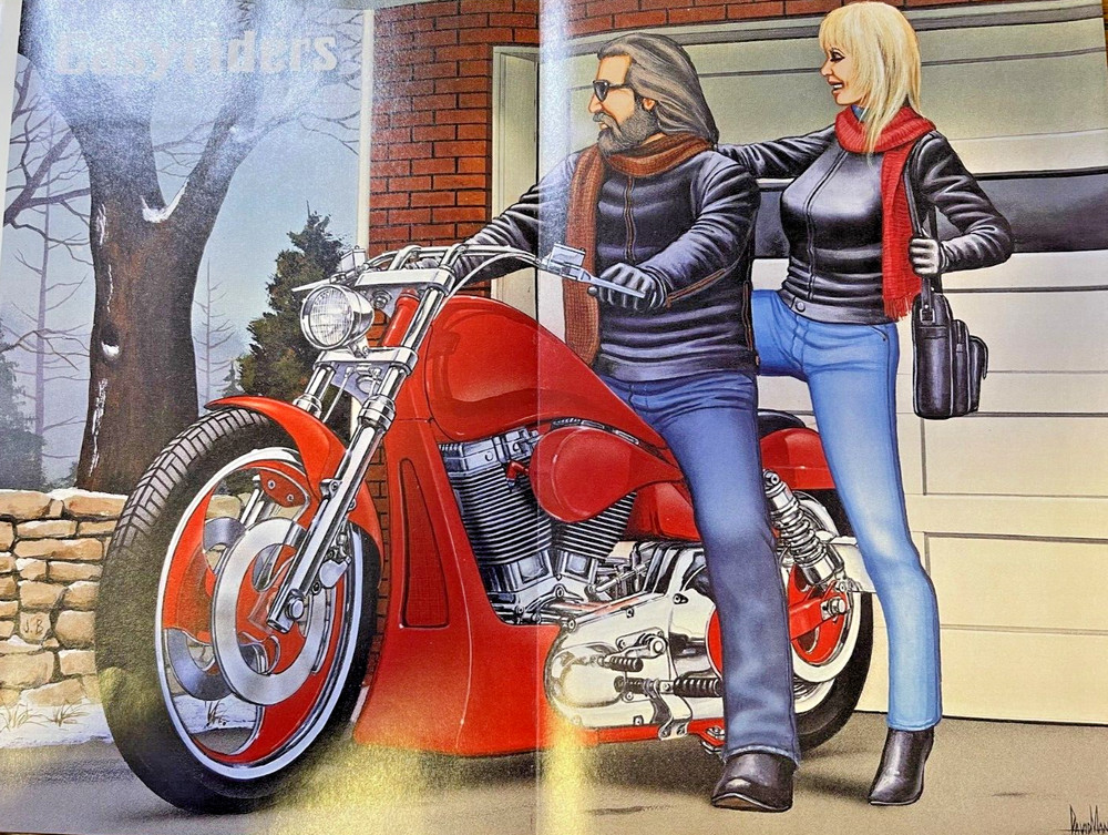 1996 David Mann Poster Man and Woman On Motorcyle