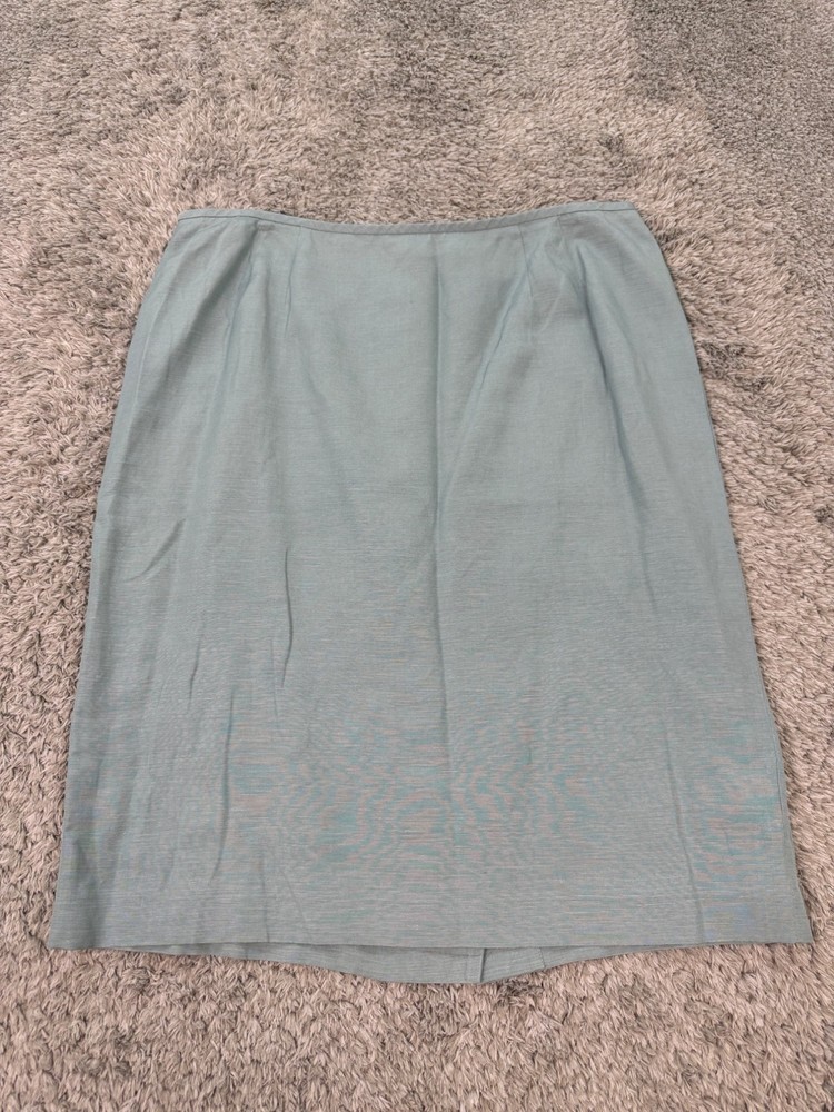 Preston & York Skirt Women 18 Mint Green Silk Linen Blend Midi Career Pencil