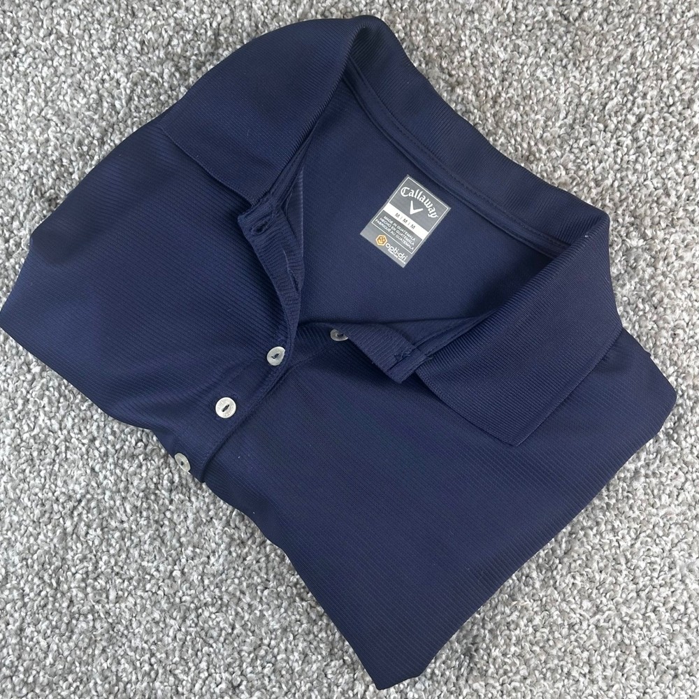 Callaway Polo Shirt Womens Medium Blue Opti-Dri Short Sleeve Golf Top Logo