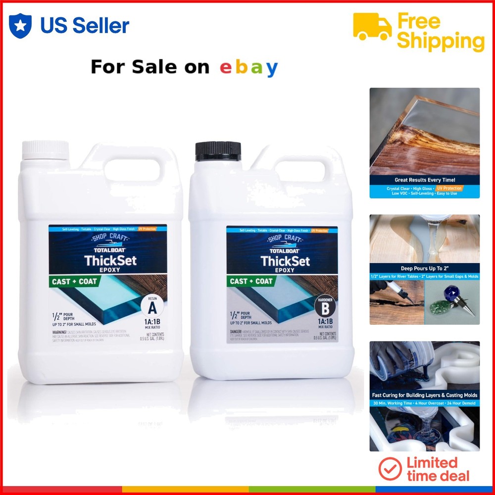 Deep Pour 1 Gallon Epoxy Resin Kit for River Tables and Wood Casting