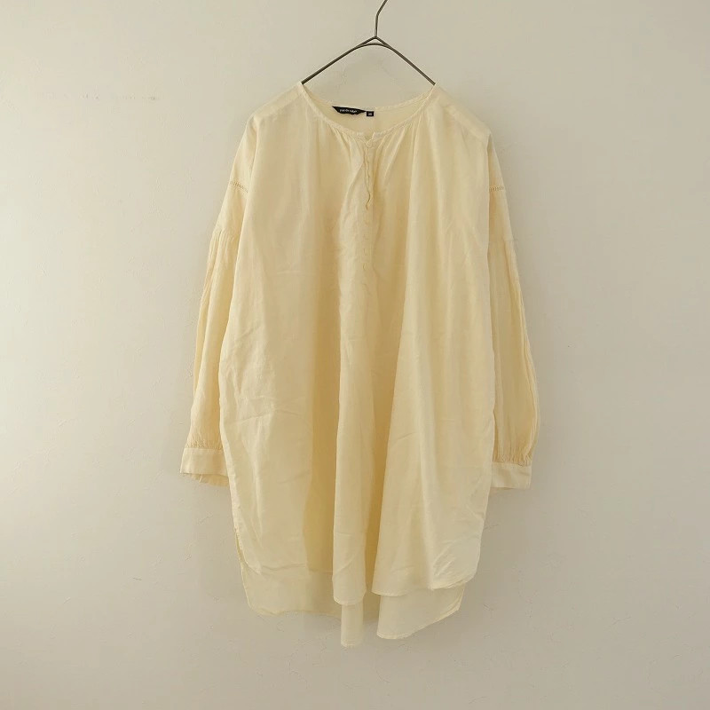Pas de Calais Apricot Dyed 80 Slab Lawn Blouse Size 36 Cotton Flax Blend