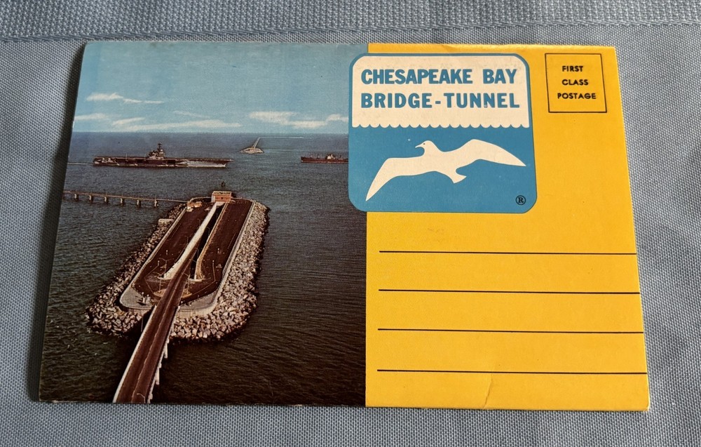 Vintage Souvenir Post Card Postcard Folder Chesapeake Bay Bridge-Tunnel 12 Views