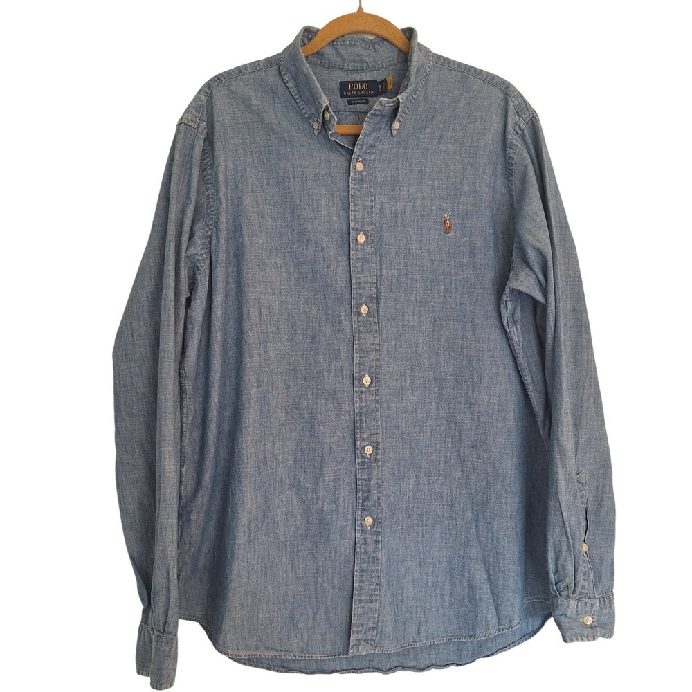 Polo Ralph Lauren Shirt Mens XL /TG Blue Denim Blake Long Sleeve Button Down